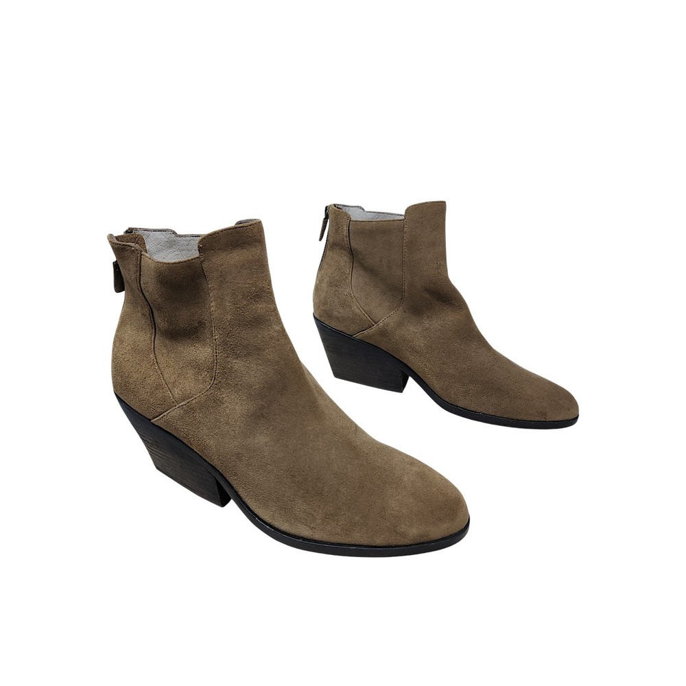 Eileen Fisher Ankle Boots 10 Peer Brown Suede Western Boho Minimalist Cowgirl